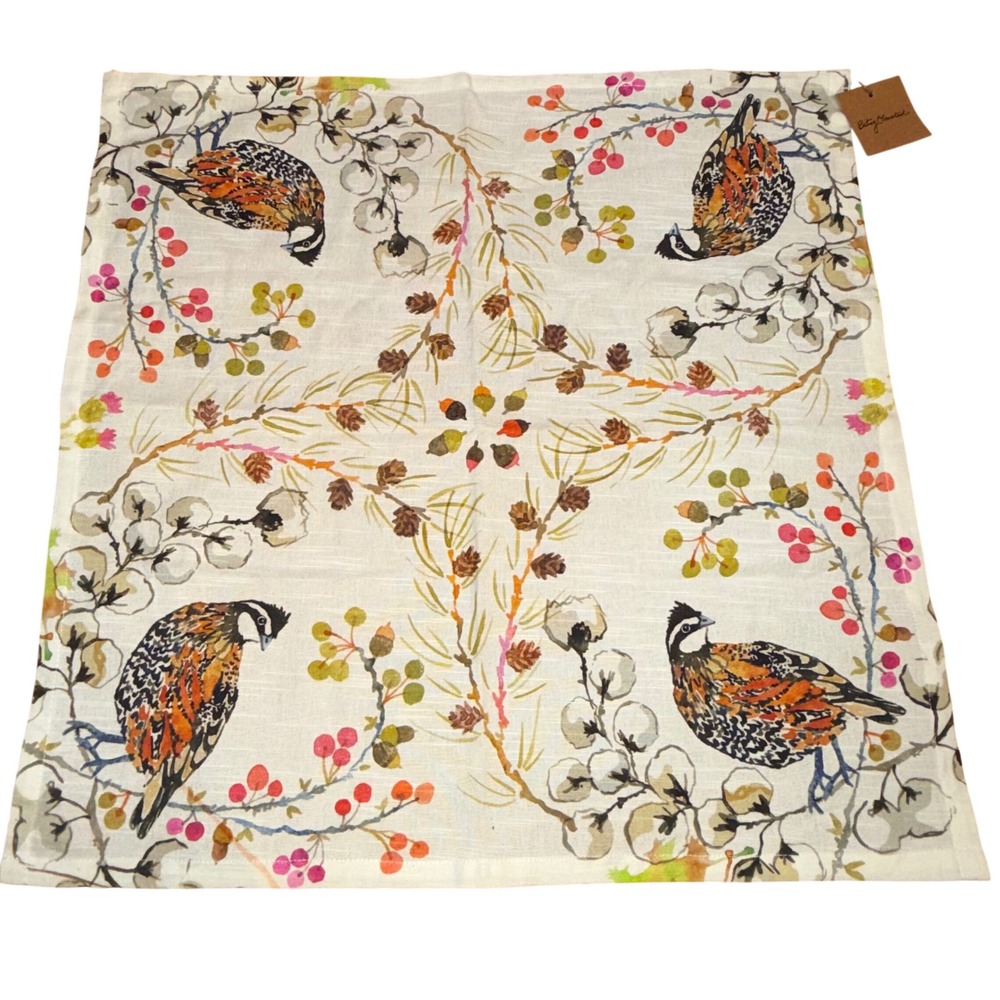 Betsy Olmsted Quails Tea Towel‎ New Cotton Kitchen Towel Bird Nature Cottagecore
